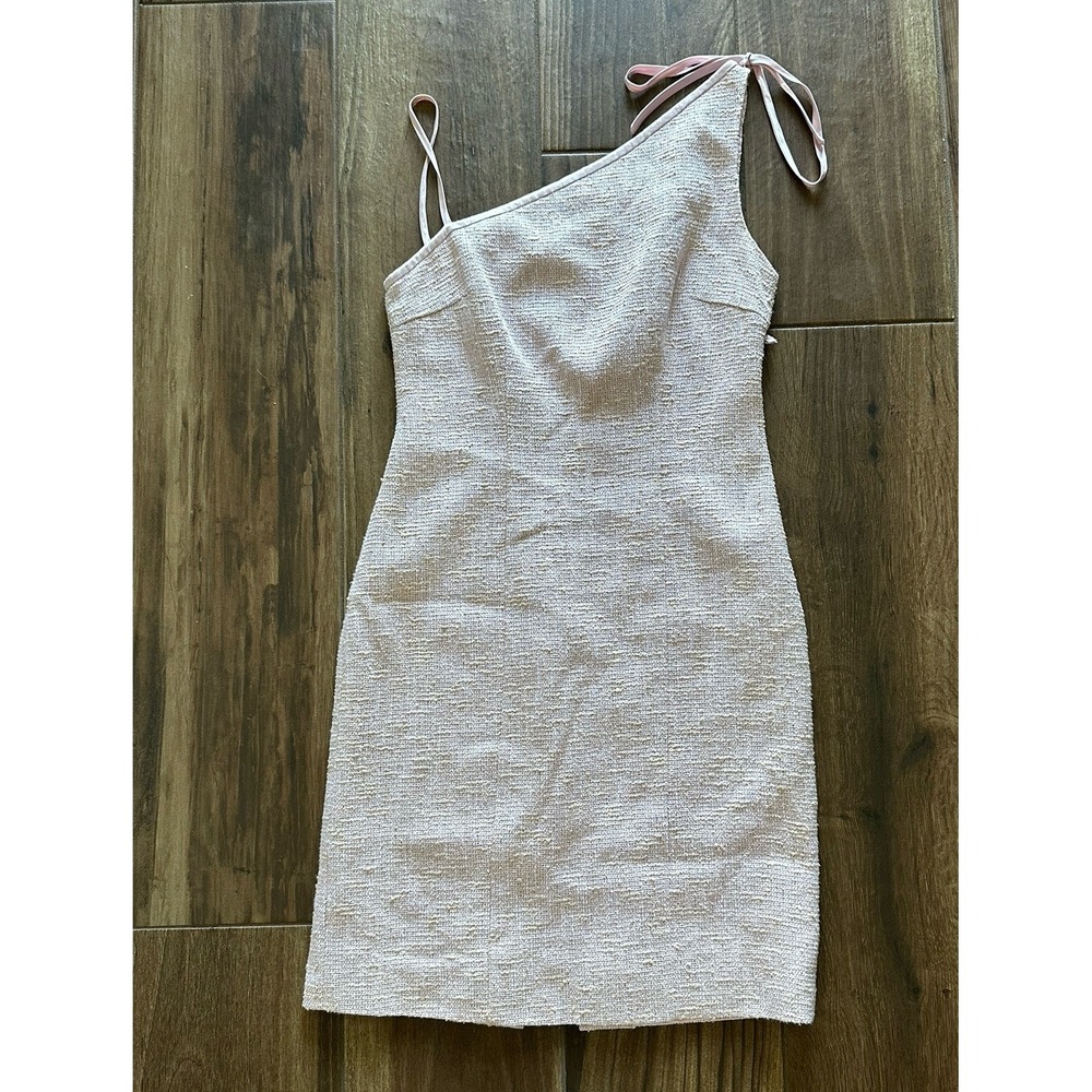 Luca Luca Pink One Shoulder Tweed Mini Dress Silk Lined Sz 42 EU